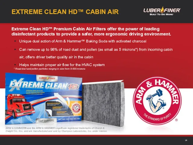 EXTREME CLEAN HD™ CABIN AIR Unique dual action of Arm