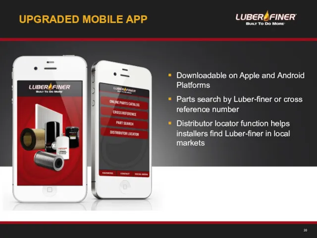 UPGRADED MOBILE APP Downloadable on Apple and Android Platforms Parts