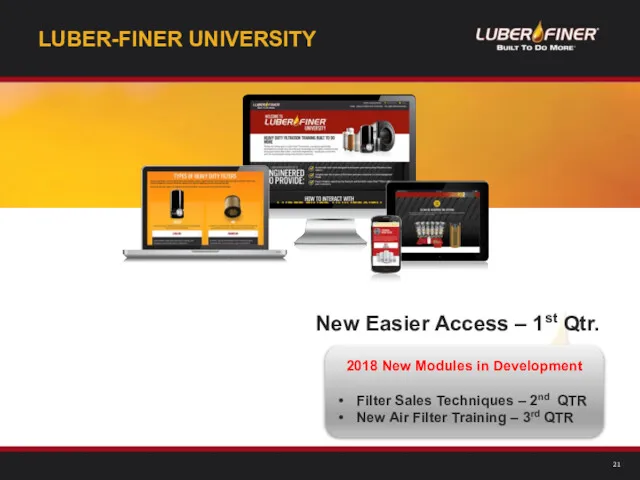 LUBER-FINER UNIVERSITY 2018 New Modules in Development Filter Sales Techniques