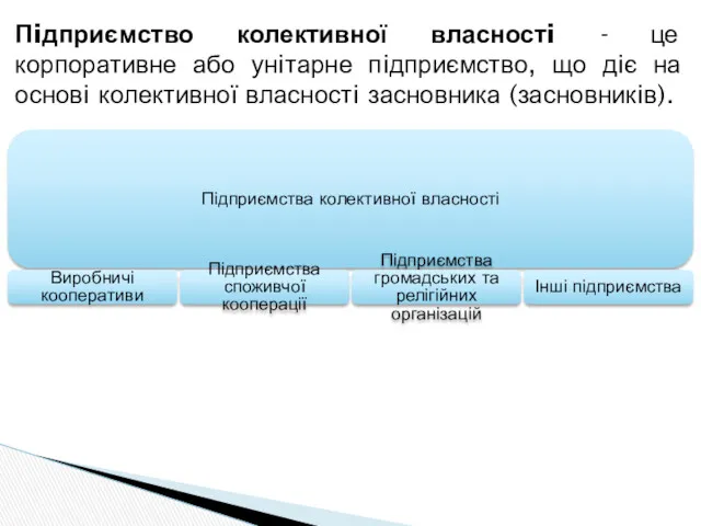 Пiдприємство колективної власностi - це корпоративне або унiтарне пiдприємство, що