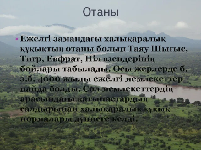 Отаны Ежелгі замандағы халықаралық құқықтың отаны болып Таяу Шығыс, Тигр,