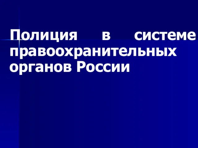 Полиция в системе правоохранительных органов России