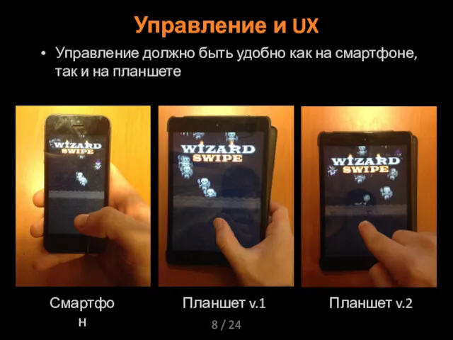 / 24 Управление и UX Смартфон Планшет v.1 Планшет v.2