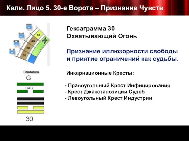 Кали. Лицо 5. 30-е Ворота – Признание Чувств Гексаграмма 30