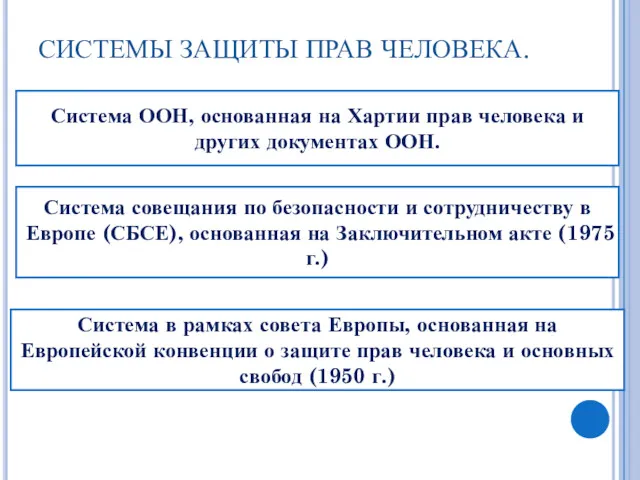 СИСТЕМЫ ЗАЩИТЫ ПРАВ ЧЕЛОВЕКА. Система ООН, основанная на Хартии прав