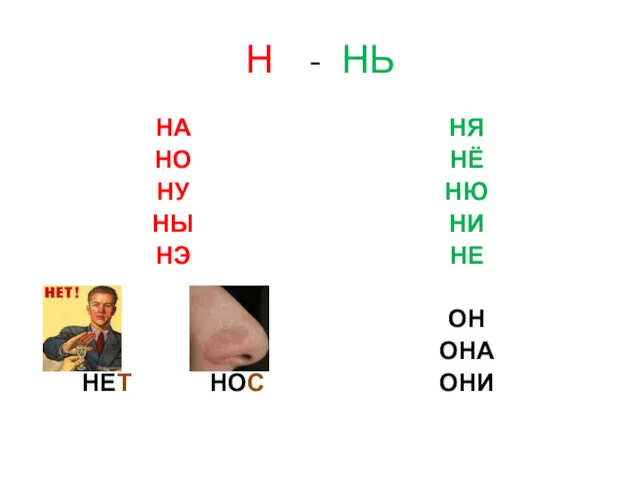 Н - НЬ НА НО НУ НЫ НЭ НЕТ НОС