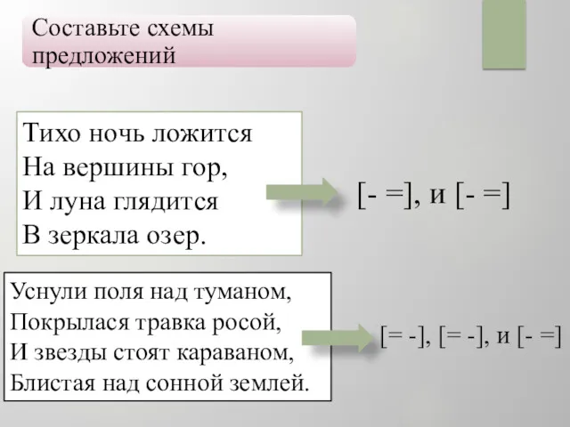 Тихо ночь ложится На вершины гор, И луна глядится В