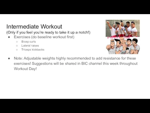 Intermediate Workout (Only if you feel you’re ready to take