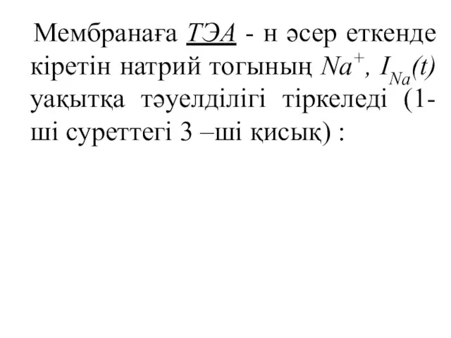 Мембранаға ТЭА - н әсер еткенде кіретін натрий тогының Nа+,