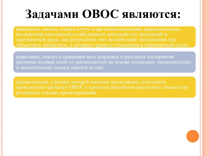 выявление, анализ, оценка и учет в проектных решениях предполагаемых воздействий