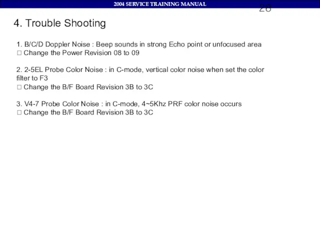 4. Trouble Shooting 1. B/C/D Doppler Noise : Beep sounds