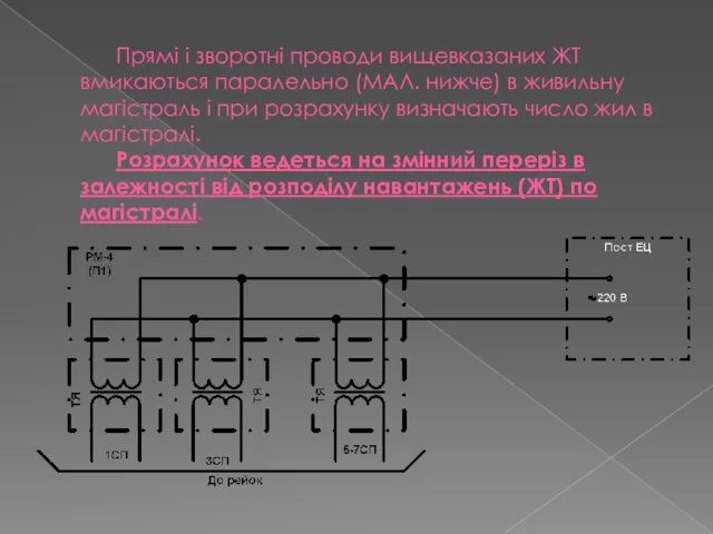 Прямі і зворотні проводи вищевказаних ЖТ вмикаються паралельно (МАЛ. нижче)