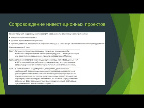 Сопровождение инвестиционных проектов