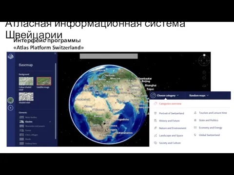 Атласная информационная система Швейцарии Интерфейс программы «Atlas Platform Switzerland»