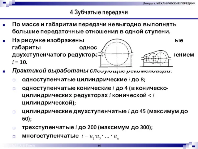 © 2012-2015, А. В. Потеха 4 Зубчатые передачи По массе