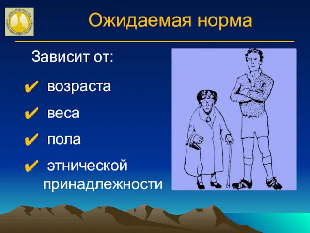 Ожидаемая норма возраста веса пола этнической принадлежности Зависит от: