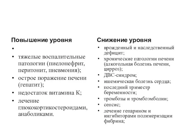 Повышение уровня тяжелые воспалительные патологии (пиелонефрит, перитонит, пневмония); острое поражение