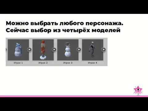 Можно выбрать любого персонажа. Сейчас выбор из четырёх моделей