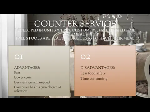 COUNTER SERVICE DEVELOPED IN UNITS WHERE CUSTOMERS HAVE LIMITED TIME