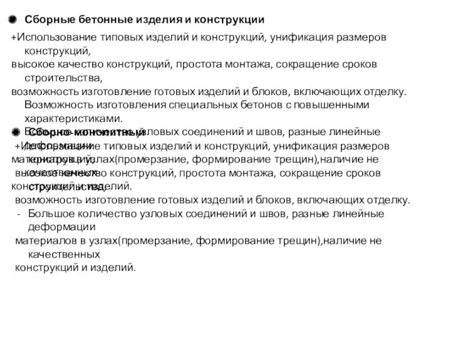 Сборные бетонные изделия и конструкции +Использование типовых изделий и конструкций,