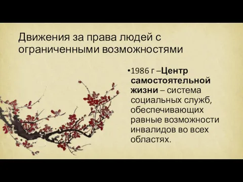 Движения за права людей с ограниченными возможностями 1986 г –Центр