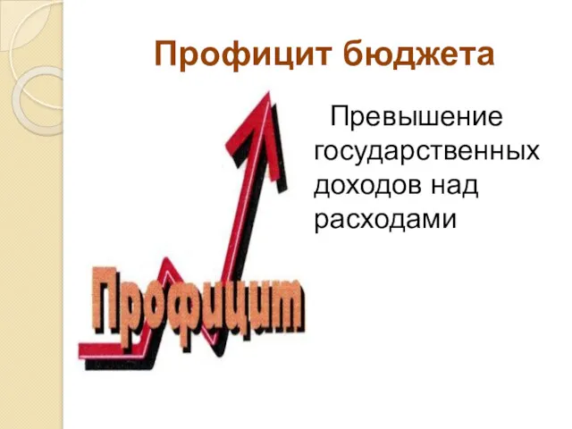 Профицит бюджета Превышение государственных доходов над расходами