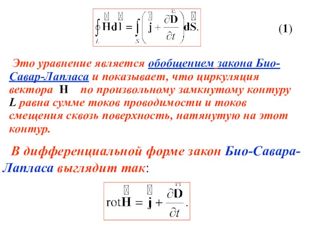 Это уравнение является обобщением закона Био-Савар-Лапласа и показывает, что циркуляция