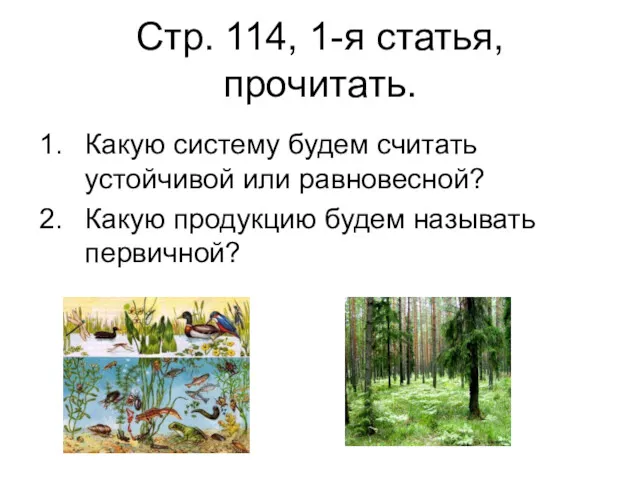 Стр. 114, 1-я статья, прочитать. Какую систему будем считать устойчивой или равновесной? Какую