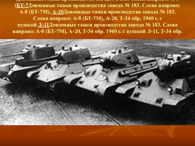 Опытные образцы А-20 и А-32 Довоенные танки производства завода №