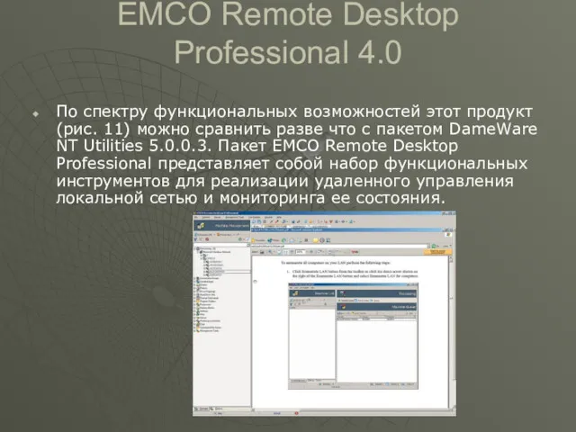 EMCO Remote Desktop Professional 4.0 По спектру функциональных возможностей этот