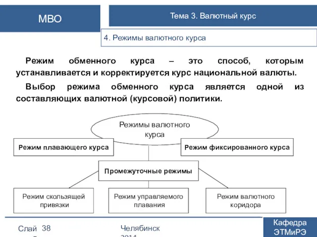 Режим обменного курса – это способ, которым устанавливается и корректируется курс национальной валюты.