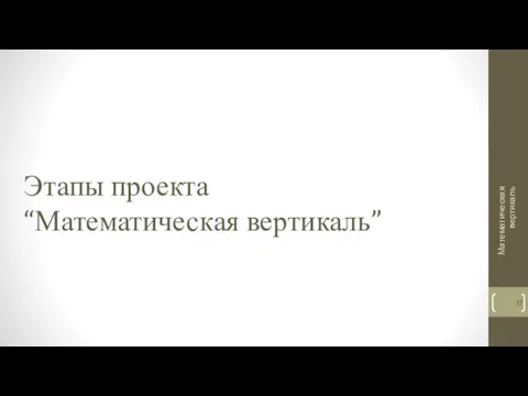 Этапы проекта “Математическая вертикаль” Математическая вертикаль