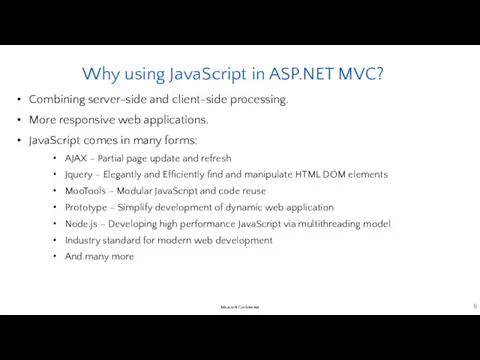 Why using JavaScript in ASP.NET MVC? Combining server-side and client-side