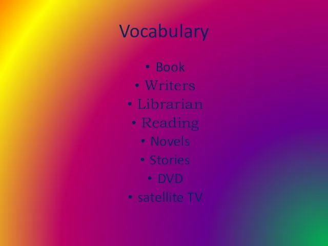 Vocabulary Book Writers Librarian Reading Novels Stories DVD satellite TV