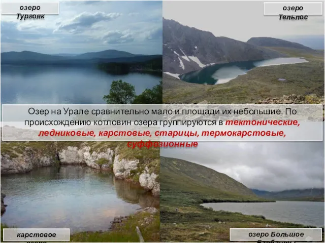 Озер на Урале сравнительно мало и площади их небольшие. По