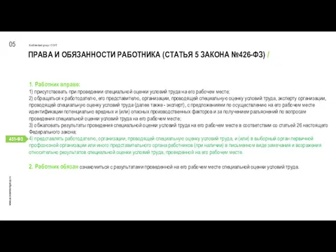 ПРАВА И ОБЯЗАННОСТИ РАБОТНИКА (СТАТЬЯ 5 ЗАКОНА №426-ФЗ) / 05