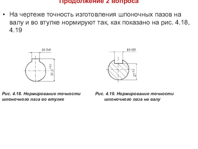 Продолжение 2 вопроса На чертеже точность изготовления шпоночных пазов на