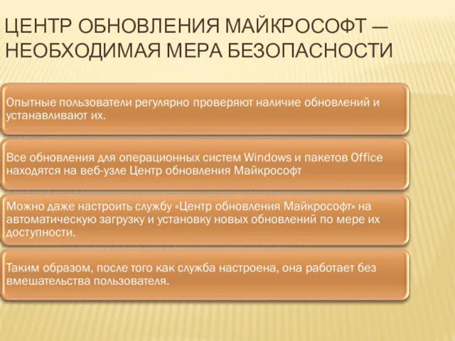 ЦЕНТР ОБНОВЛЕНИЯ МАЙКРОСОФТ — НЕОБХОДИМАЯ МЕРА БЕЗОПАСНОСТИ