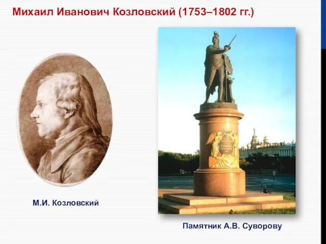 Михаил Иванович Козловский (1753–1802 гг.) М.И. Козловский Памятник А.В. Суворову