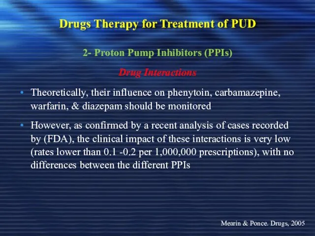 Drugs Therapy for Treatment of PUD 2- Proton Pump Inhibitors (PPIs) Drug Interactions