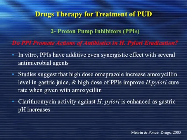 Drugs Therapy for Treatment of PUD 2- Proton Pump Inhibitors