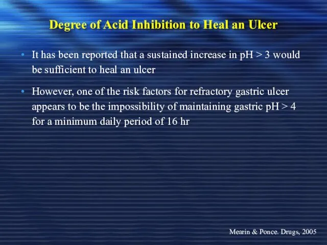 Degree of Acid Inhibition to Heal an Ulcer It has