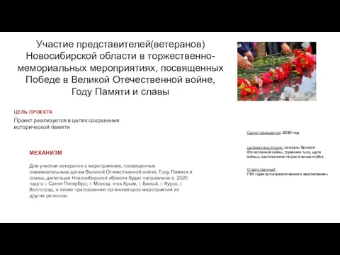 Участие представителей(ветеранов) Новосибирской области в торжественно-мемориальных мероприятиях, посвященных Победе в