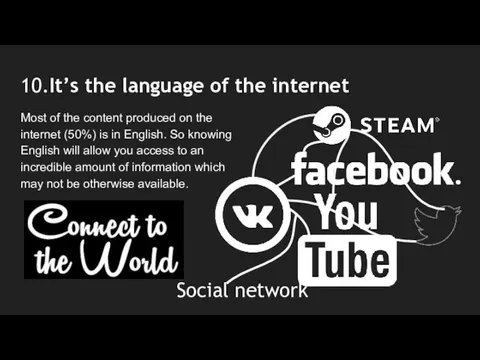 10.It’s the language of the internet Most of the content produced on the