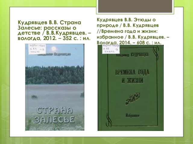 Кудрявцев В.В. Страна Залесье: рассказы о детстве / В.В.Кудрявцев. –