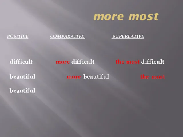 more most difficult more difficult the most difficult beautiful more