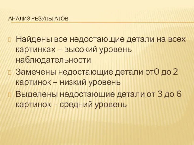 АНАЛИЗ РЕЗУЛЬТАТОВ: Найдены все недостающие детали на всех картинках –