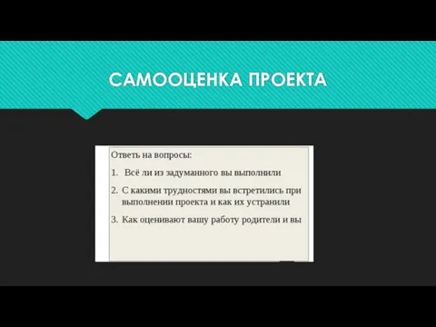 САМООЦЕНКА ПРОЕКТА