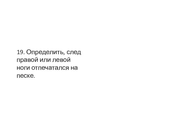 19. Определить, след правой или левой ноги отпечатался на песке.