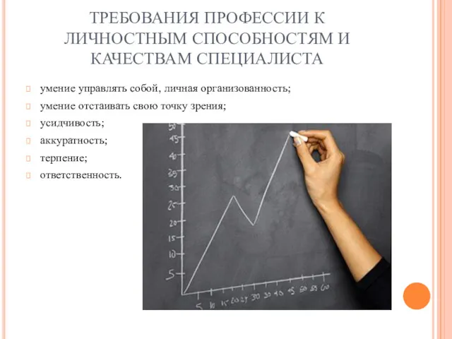 ТРЕБОВАНИЯ ПРОФЕССИИ К ЛИЧНОСТНЫМ СПОСОБНОСТЯМ И КАЧЕСТВАМ СПЕЦИАЛИСТА умение управлять